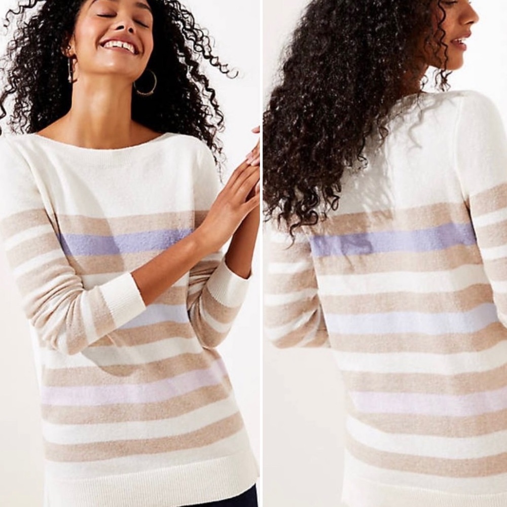Loft Striped Boat Neck Tunic Sweater NWOT